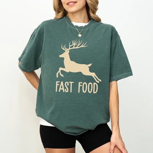 Funny Fast Food Buck Hunting Shirt Comfort Colors, Deer Hunt Tees for Men, Unisex Hunter Tops, Hunting Gift Ideas for Husband, Vintage Womenswear