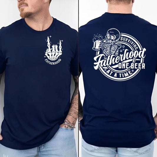 Funny Fatherhood Shirt, Dad Shirt 2 Sides, Fathers Day Gift For Dad, Dad Joke Shirt, Skeleton Daddy Tee, Short Sleeve...