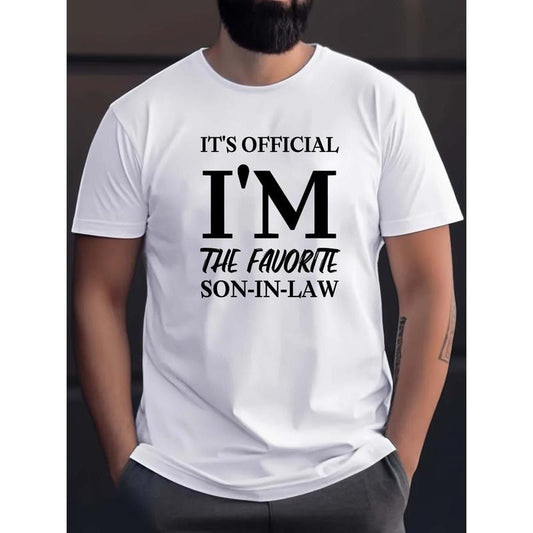 Funny Favorite Son-in-Law Tee - Crew Neck, Short Sleeve, Comfy Summer T-Shirt for Men, Casual Daily Wear, Print Design Made in USA