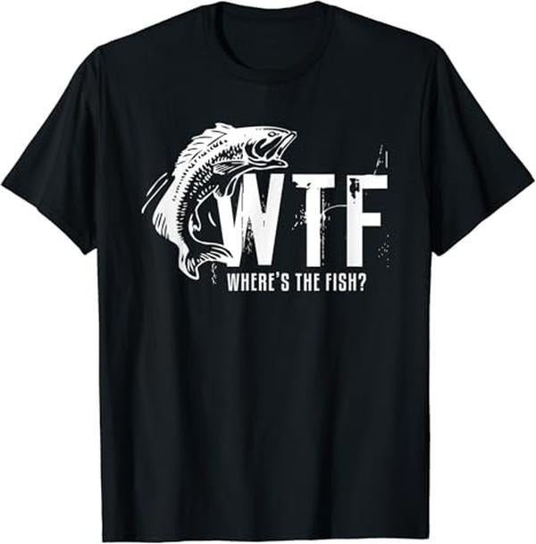Funny Fishing Shirts, Wheres The Fish Mens Funny Fishing T-Shirt Cotton Fashion