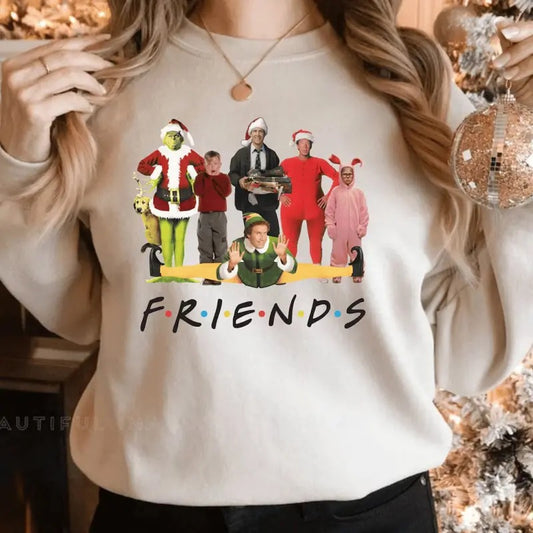 Funny Friends Christmas Sweatshirt, Christmas 90s Movies Sweater, Cute Christmas Elf Tee Shirt, Xmas Movie Character T-Shirt, Christmas Gift