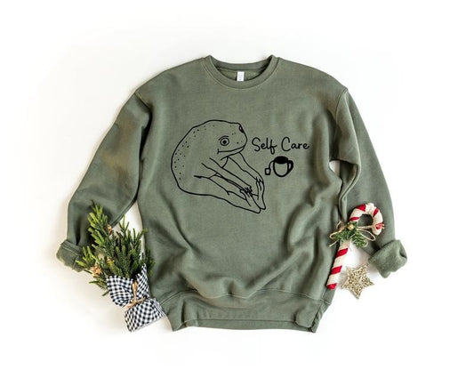 Funny Frog Self Care Shirt, Funny Frog Self Care Retro Sweatshirt, Funny Shirt, Birthday Gift For Her, Cottagecore Frog Shirt