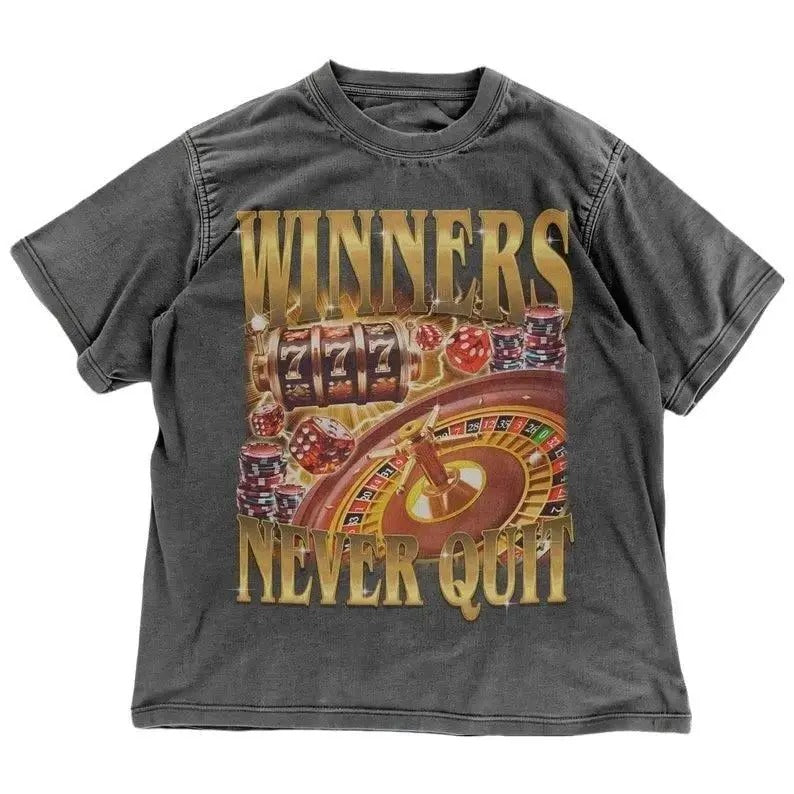 Funny Gambling T-Shirt | Winners Never Quit Shirt | Retro Casino, Poker Shirt, Slot Machine Tee | Gambling Gift, Las Vegas Gambling Tee Streetwear