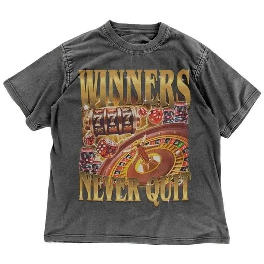 Funny Gambling T-Shirt | Winners Never Quit Shirt | Retro Casino, Poker Shirt, Slot Machine Tee | Gambling Gift, Las Vegas Gambling Tee Streetwear