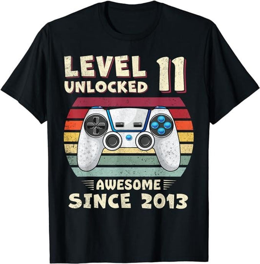 Funny Gamer Shirts, Special Gifts For Gamers, 11th Birthday Decoration Boy 11 Year Old Birthday T-Shirt Menswear Casual Classic