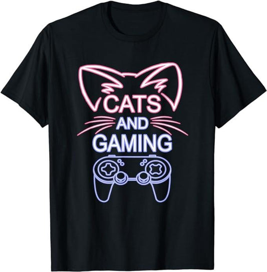 Funny Gamer Shirts, Special Gifts For Gamers, Cats And Gaming Funny Cat Lover Gaming Gift Gamer T-Shirt Menswear Casual Classic