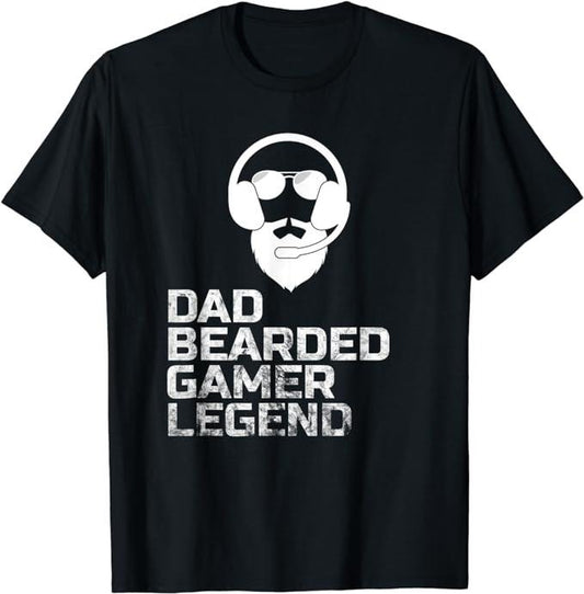 Funny Gamer Shirts, Special Gifts For Gamers, Funny Bearded Video Gamer Gaming Beard Dad Father's Day T-Shirt Menswear Casual Classic