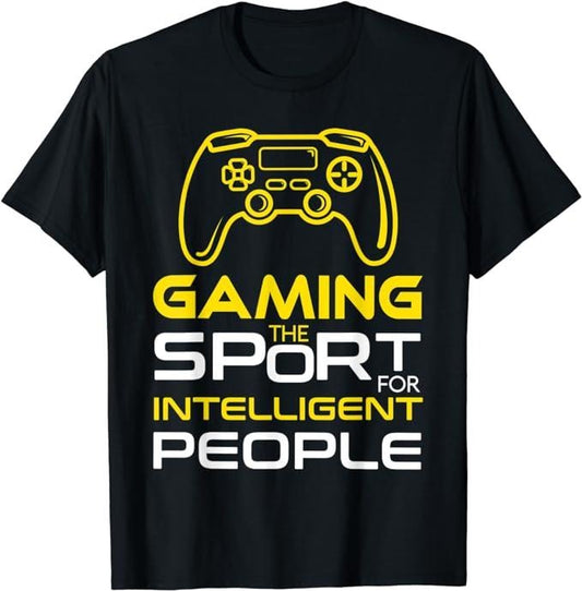 Funny Gamer Shirts, Special Gifts For Gamers, Gamer Logic, Gaming The Sport For Intelligent People Funny Video Game Gag T-Shirt Menswear Top Casual Classic