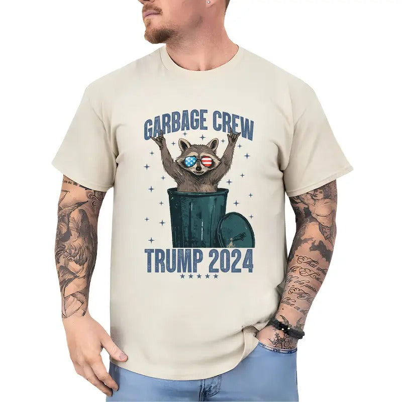 Funny Garbage Crew Trummp 2024 Raccoon Shirt, Humorous Trum Christmas T-shirt, Vintage Trash Panda Tee, Republican Tshirt, 45 47 Maga Unisex Tops