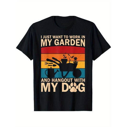 Funny Gardener & Dog Lover T-Shirt - Cotton, Casual Fit for All Seasons, Machine Washable Made in USA