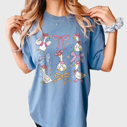 Funny Goose Shirt, Coquette Cowgirl Sweatshirt, Cute Cowgirl Goose Tee, Cowgirl Shirt for Mom, Western Coquette Sweatshirt, Mother's Day Shirt Gift, Birthday Gifts, Duck bow, Tshirt for mom