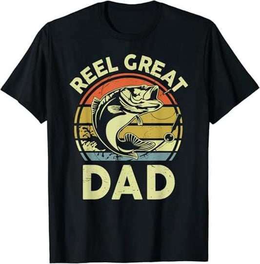 Funny Grandpa Shirt, Gift For Grandfather, Funny Reel Great Dad-Shirt Cool Papa Grandpa Bass Fishing T-Shirt Menswear Casual Cotton Top