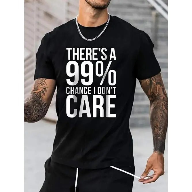 Funny Graphic Chance I Don't Care' Tee - Relaxed Fit, Short Sleeve, Casual, Breathable, Soft, Summer Spring Fall Essential - Unique Gift Idea for Men, Humorous Tops for Birthday, Holiday, or Everyday Wear Made in USA