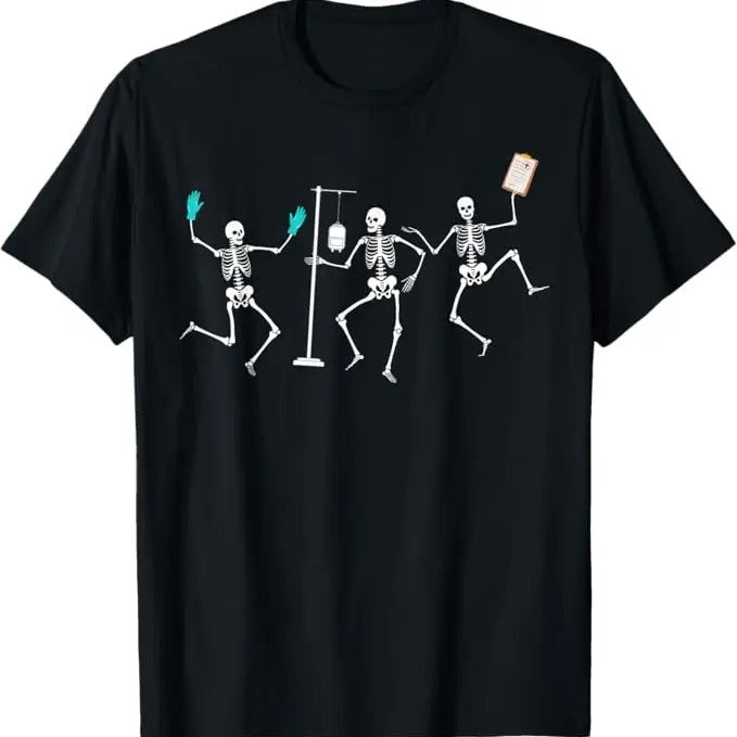 Funny Halloween Shirts For Men, Funny Nurse Skeleton, Halloween Healthcare Crew, Skeleton T-Shirt Menswear - Available from size S to 5XL