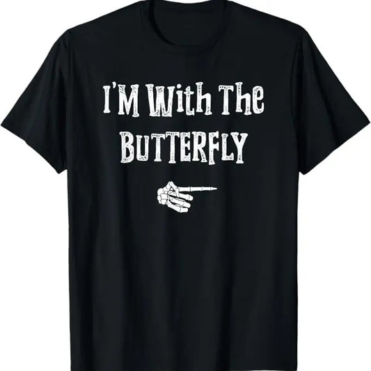 Funny Halloween Shirts For Men, I'm With Butterfly Halloween Costume Funny Couples Matching T-Shirt Menswear - Available from size S to 5XL