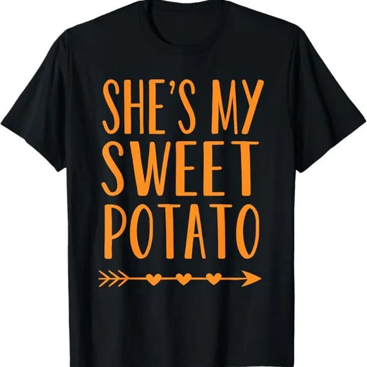 Funny Halloween Shirts For Men, She's My Sweet Potato Thanksgiving Halloween Matching Couple T-Shirt Menswear - Available from size S to 5XL