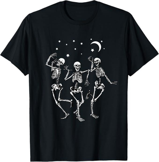 Funny Halloween Shirts For Men, Skeleton Dancing Under The Moon Funny Happy Halloween T-Shirt Menswear - Available from size S to 5XL