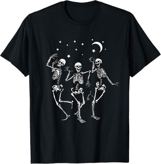 Funny Halloween Shirts For Men, Skeleton Dancing Under The Moon Funny Happy Halloween T-Shirt Menswear - Available from size S to 5XL