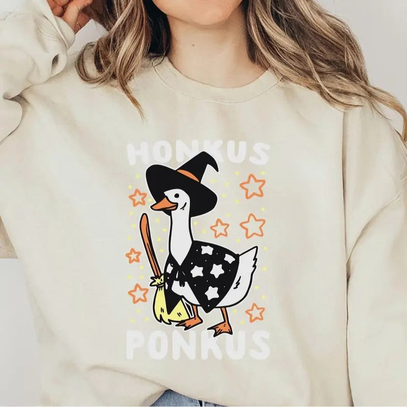 Funny Honkus Ponkus Goose Sweatshirt, Gift For Halloween, Goose Hoodie, Honkus Ponkus Shirt, Halloween Sweater, Silly Goose Sweatshirt, Unisex Shirt