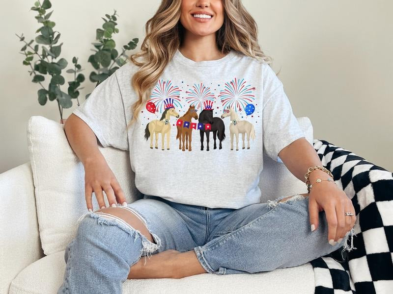 Funny Horse 4th July Shirt American Flag Shirt Horse Lover Shirt Independence Day Sweatshirt Fourth Of July T-shirts Horse Girl Tees  T-shirt, sweater and Hoodie