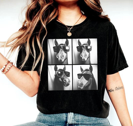 Funny Horse Shirthorse With Sunglasseshorse Lover Teehorses Photo Teehorse Silhouette Shirt Equestrian Teesgift For Horse Owner Shirt  T-shirt, sweater and Hoodie