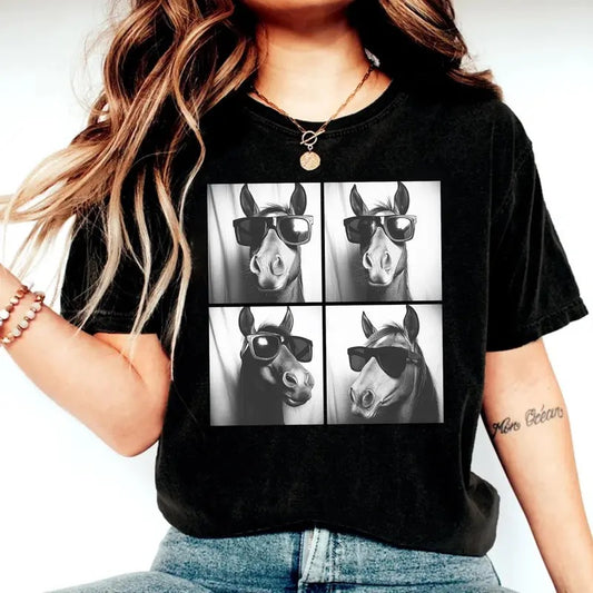 Funny Horse Shirthorse With Sunglasseshorse Lover Teehorses Photo Teehorse Silhouette Shirt Equestrian Teesgift For Horse Owner Shirt  T-shirt, sweater and Hoodiestyle{n002}2