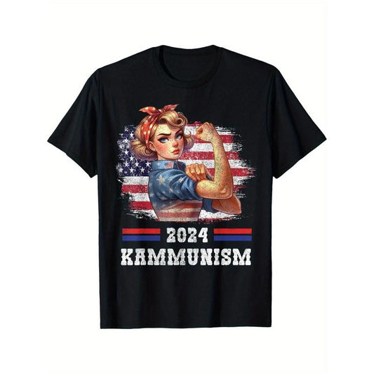 Funny Kamala Harris 2024 Fashion Cotton Top Short sleeve, street style short sleeve T-shirt, comfortable fit men's T-shirt, crew-neck T-shirt, super soft, breathable, moisture wadding, casual summer T-shirt Made in USA