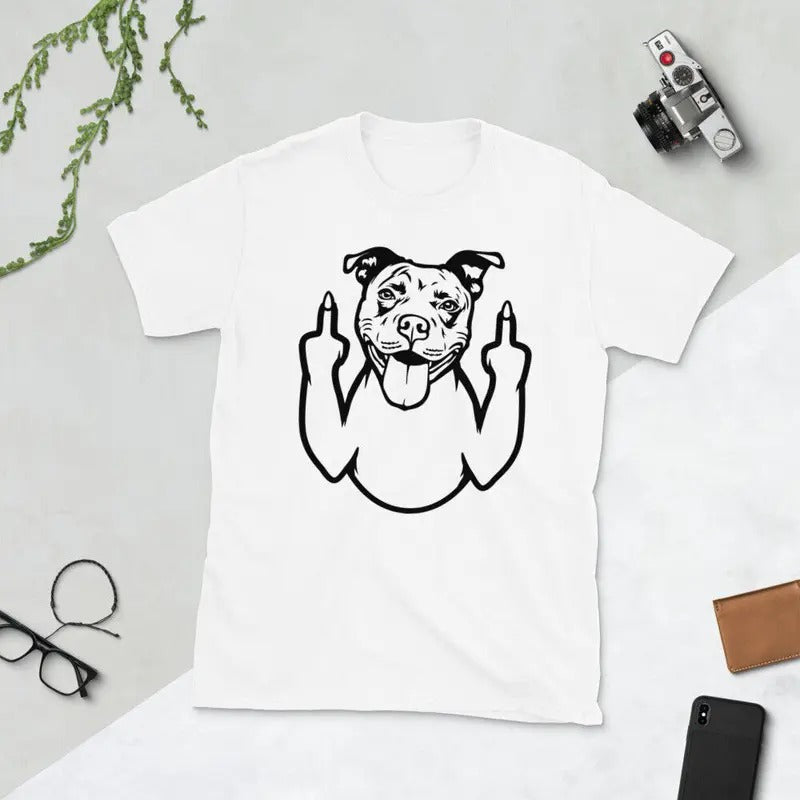 Funny Meme Shirt, American Pit Bull Terrier Middle Finger Dog Tee, Gift Unisex T-Shirt