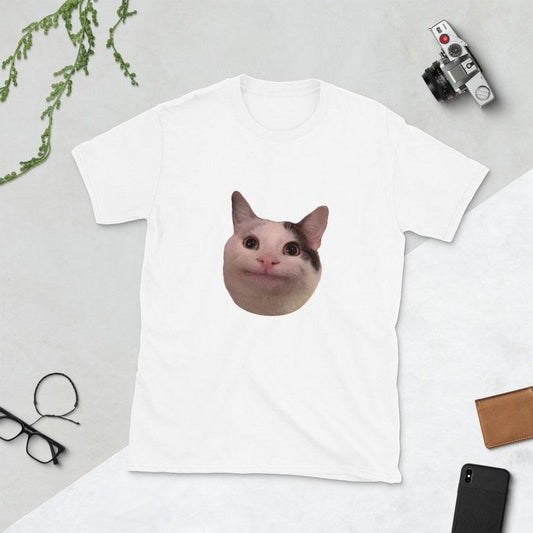 Funny Meme Shirt, Beluga Cat, Smiling cat, Polite cat Tee, Gift Unisex T-Shirt
