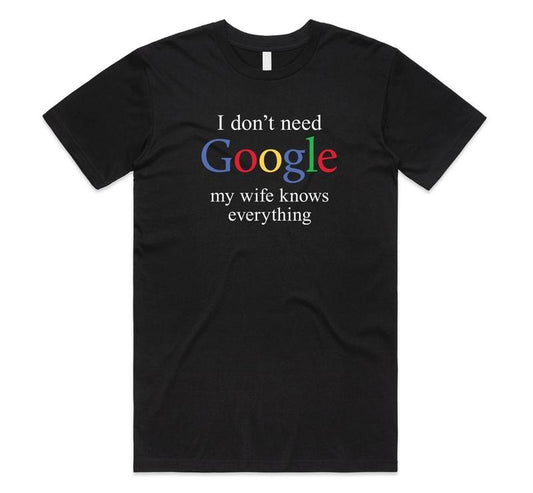 Funny Meme Shirt, I DON'T NEED GOOGLE MY WIFE KNOWS EVERYTHING Tee, Gift Unisex T-Shirt