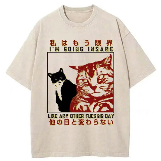 Funny Meme Shirt, I'm Going Insane Shirt, Cat  Japanese Shirt, Japanese Cat Meme Outfit, Vintage 90s Unisex Colors Gift For Cat Lover Classic Cotton