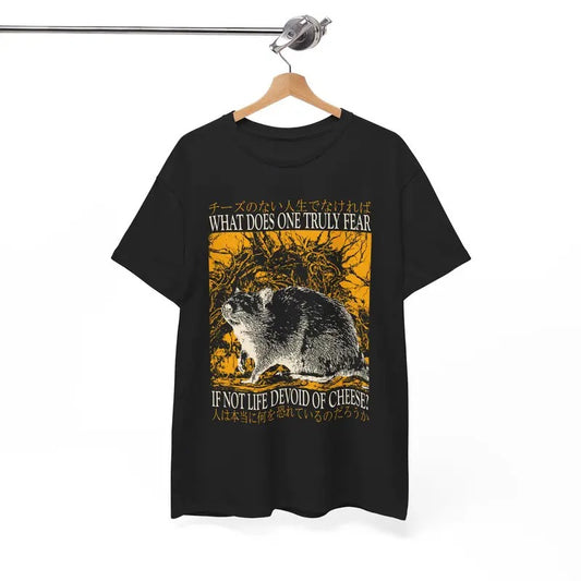 Funny Meme Shirt, Life Devoid of Cheese Vintage Japanese Rat Shirt, Retro Japanese Horror Rat Cheese Graphic Tee, Quirky...