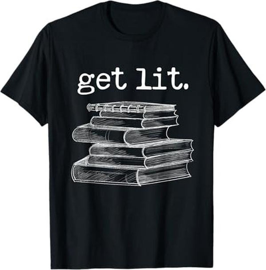 Funny Meme Shirts For Men, Get Lit with Books Funny Meme Book Lover Reading T-Shirt Menswear Top Hoodie, Sweatshirt
