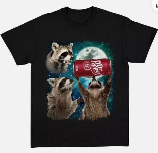 Funny Meme Three Raccoons Dr Pepper T-Shirt, Raccoon Moon Tee and Sweatshirt