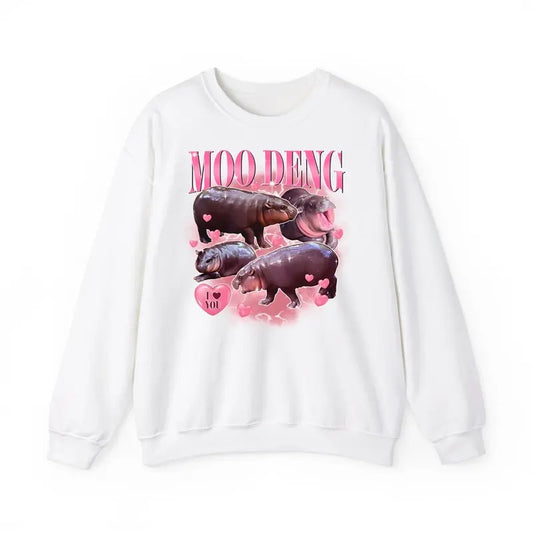 Funny Meme, Moo Deng Meme Shirt, Vintage Bootleg Moo Deng Tee, Funny Baby Hippo T-Shirt, Viral Internet Animal Meme, Cute...