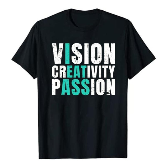 Funny Men Shirts, Vision Creativity Passion T-Shirt Menswear Top Casual Cotton Fashion Basic