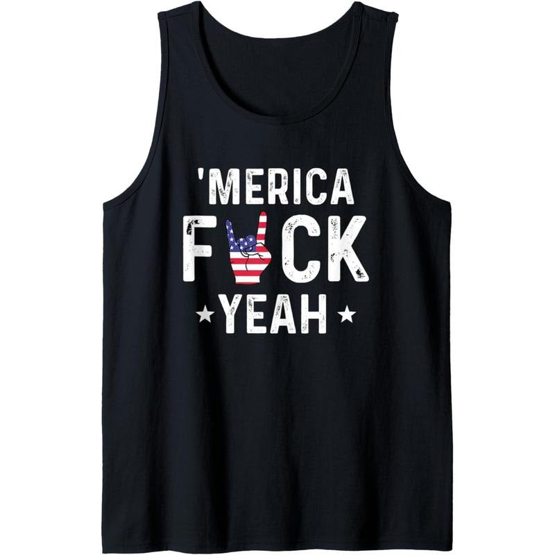 Funny Merica Fuck Yeah 4th Of July Tank Top MADE IN USA