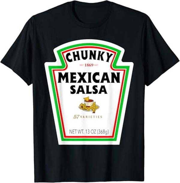 Funny Mexican Shirts, Group Condiments Funny Diy Halloween Costume Mexican Salsa T-Shirt Menswear Top Casual Classic