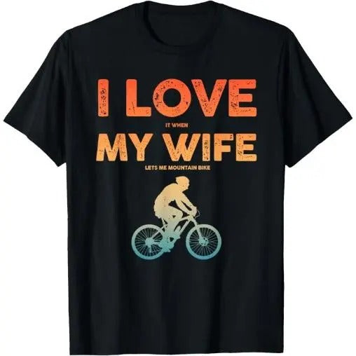 Funny Mountain Bike Art For Men Dad MTB Mountain Biking T-Shirt Made in USA