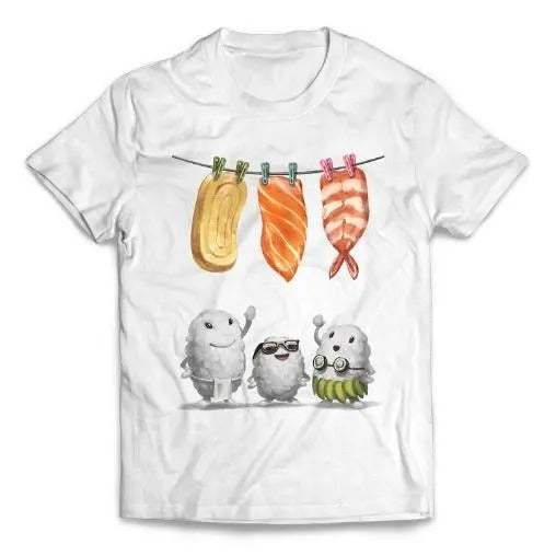 Funny Nigiri Sushi Wash and Hang Laundry - Short-Sleeve Unisex T-Shirt Made in USA