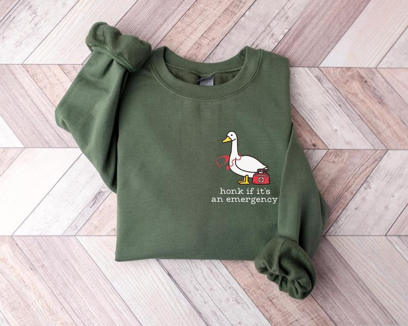 Funny Nurse Shirt, Honk if It's An Emergency Sweatshirt, ER Nurse Sweatshirt, Nurse Silly Goose Tee, ER Nurse Gift, EMT Shirt, Nurse Doctor Meme Tee