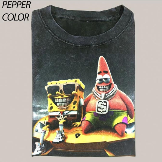 Funny Patrick Star And SpongeBob Trapstar Comfort Colors T-shirt, SpongeBob SquarePants Movie Graphic Tee Gift For Boyfriend Menswear Top Streetwear