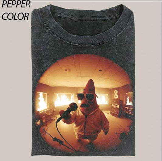 Funny Patrick Star Rapper Comfort Colors T-shirt, SpongeBob SquarePants Movie Graphic Tee Gift For Boyfriend Menswear Top Streetwear