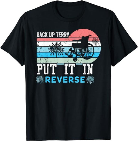 Funny Patriotic Shirts, Retro Back It Up Terry 4th of July Fireworks T-Shirt Menswear Top Casual Cotton Basic Fashion