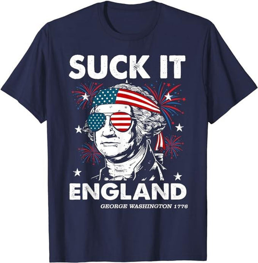 Funny Patriotic Shirts, Suck-It England Funny 4th July Shirt Menswear Top Casual Cotton Casual Cotton