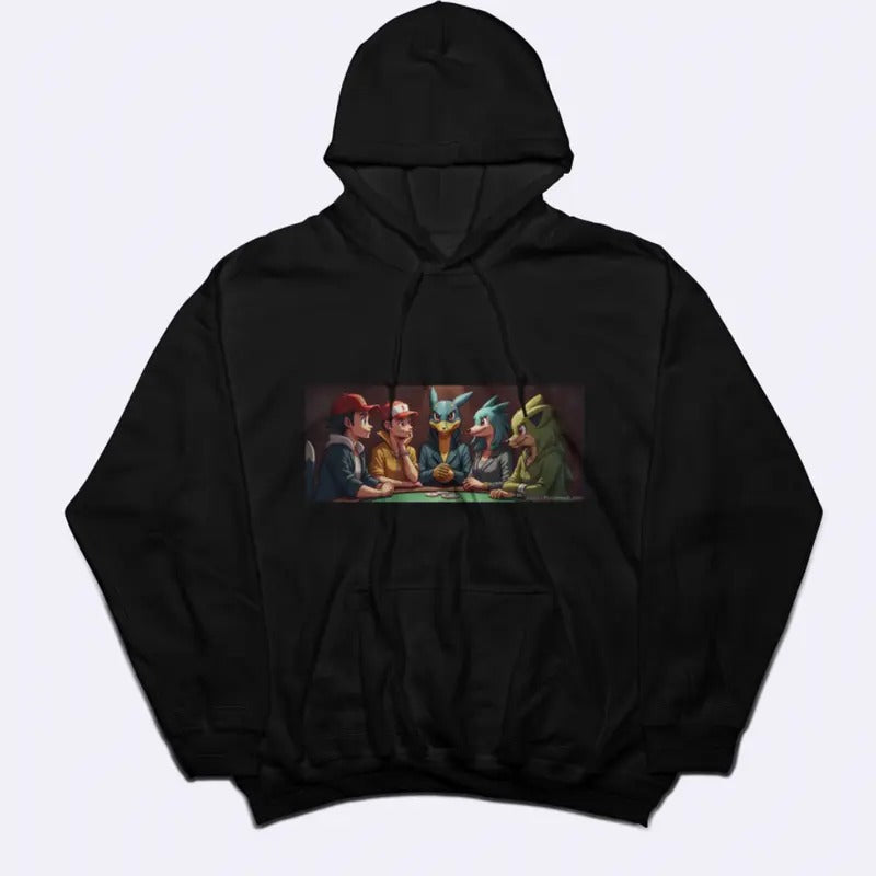 Funny Pokemon Playing Poker Graphic Hoodie, Pokemon Movie Tee, Gift For Him, Unisex Menswear Streetwear Tshirt