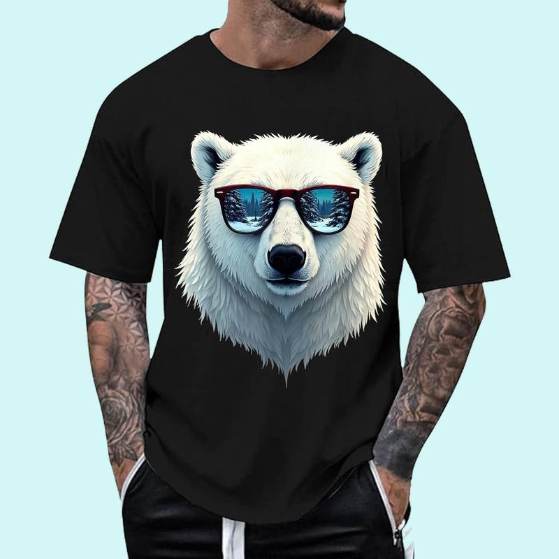 Funny Polar Bear in Sunglasses Men Women Bears Unisex T-Shirt, Cotton 100%, Top Trending Fashion