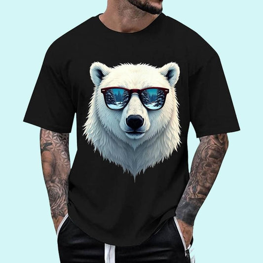 Funny Polar Bear in Sunglasses Men Women Bears Unisex T-Shirt, Cotton 100%, Top Trending Fashion