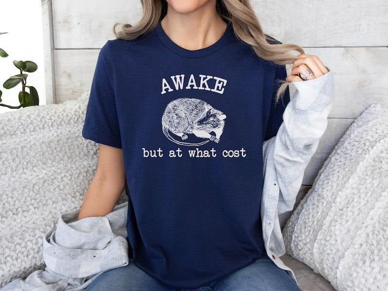 Funny Possum T shirt and Sweatshirt - Awake But At What Cost, Possum Meme T-shirt, Funny Rat Shirt, Sarcastic T shirt, Vintage 90s Gag Hoodie, T-shirt and sweater