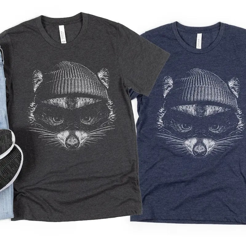 Funny Raccoon Shirt | Street Cat Tee | Robber Animal Shirts | Bandit Raccoon Tee Gifts | Hippie Trashy Panda Tee Cotton Menswear
